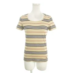 バーバリー ロンドン BURBERRY LONDON Tシャツ カットソー ラウンドネック 半袖 1 ベージュ ボーダー 立体縫製 /MN14 ■ECD001