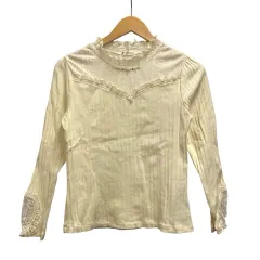 アクシーズファム axes femme ニット セーター 長袖 レース コットン混 TS31X253 M アイボリー