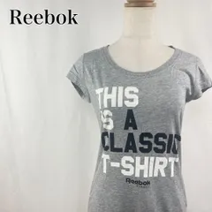 Reebok　リーボック　L　グレー　ビッグプリント　キャップスリーブ　スポーツ　半袖Ｔシャツ 4259