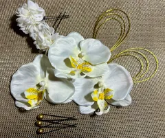 胡蝶蘭髪飾り10本＋プレゼントピン１本セット　ヘアアクセサリー