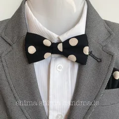 蝶ネクタイ　入学式　入園式　卒業式　卒園式　ベビーから大人の方まで★ブラックドット　Sサイズ　Aタイプ