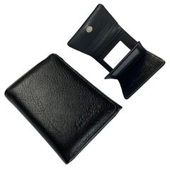 [New] [HiChiclife] Men's Tri-fold Wallet, Large Capacity, Holds 12 Cards, RFID Protection, Gift Box, with Hidden Pocket, Compact Mini Wallet, Men's Wallet for Business, Gift, Black