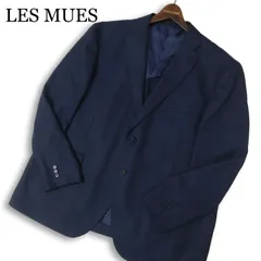 LES MUES レミュー 春夏 背抜き★ 織柄 テーラード ジャケット Sz.4M メンズ ネイビー 大きいサイズ ビジカジ