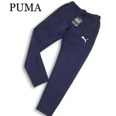 【新品 未使用】 PUMA プーマ DRYCFLL★ 通年 ロゴプリント ジャージ パンツ Sz.S メンズ ネイビー トレーニング