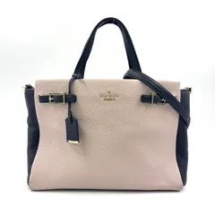 kate spade ホールデンストリート スモールレイニー サッチェル ショルダーバッグ レザー グレーベージュ×ブラック ハンドバッグ シルバー
