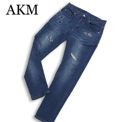 AKM エイケイエム 通年 ダメージ&リペア加工★ ストレッチ スキニー デニム パンツ ジーンズ Sz.M メンズのサムネイル