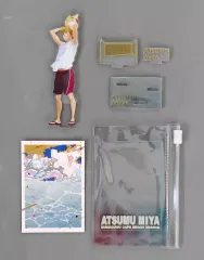 【中古】アクリルスタンド・アクリルパネル 宮侑 カラービーチモチーフ ミニアクリルスタンド(背景カード＆収納ポーチ付き) 「ハイキュー!!×文房具カフェ2021」
