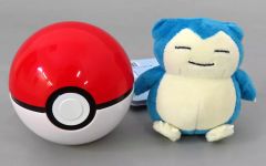 [Used] Plush Mascot/Plush Badge: Snorlax from "Pokémon Plush Badge in Monster Ball Case vol.1" (Pokémon Center Limited Edition)