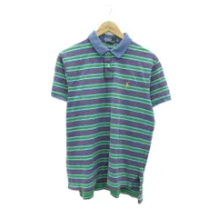 ポロ バイ ラルフローレン Polo by Ralph Lauren ポロシャツ ポロカラー 半袖 ボーダー柄 L マルチカラー 紺 ネイビー ロゴ刺繍 /HO48 ■ECD001