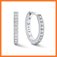 【新品】 フープピアスメンズ 小さめリングピアス レディース シルバー925 金属アレルギー対応 つけっぱなし用 ジルコア 小さい 輪っか キャッチレス8mm 1