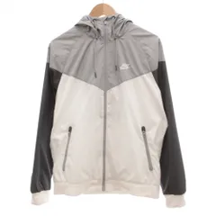 ナイキ NIKE ジャケット パーカー M フード ロゴ 白 ホワイト グレー 黒 ブラック /JS ■ECA001