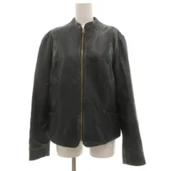 マンゴ　MANGO レザージャケット ブルゾン L シングル ジップアップ 黒 ブラック /JS ■ECA001