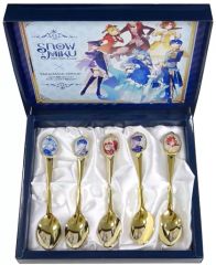 [중고]젓가락 스푼(캐릭터) 집합 티스푼 5개 세트 [SNOW MIKU 2019×TAKAHASHI GROUP] 유키미쿠 콜라보 메뉴 주문 특전