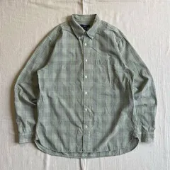00s　archive　アーカイブ古着　旧紺タグ　OLD GAP　オールドギャップ　濃淡グリーンチェック柄　長袖コットンシャツ　ボタンダウン　L　グッドレギュラー　Y2K　アメカジ　plaid pattern long sleeve cotton shirt