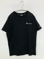 Champion チャンピオン Tシャツ/カットソー S ブラック 無地 ワンポイント ブランドロゴ ミドル丈 半袖 クルーネック(丸首)