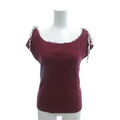 バーバリーブルーレーベル BURBERRY BLUE LABEL カットソー フレンチスリーブ ロゴ刺繍 リボン 38 エンジ /YJ ■GY12