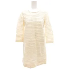 ケイトスペード KATE SPADE ワンピース ひざ丈 0 ベージュ ボーダードット柄 ラウンドネック 七分袖 /KR ■GY06