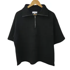 モノマート MONO-MART カットソー Tシャツ ヘビーウェイト ハーフジップ 半袖 L 黒 ブラック