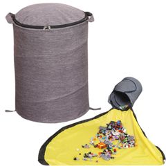 SakuraLovely8 おもちゃ収納ボックス プレイマット 折り畳み式 玩具収納袋 お片付け簡単 (グレー) [グレー]