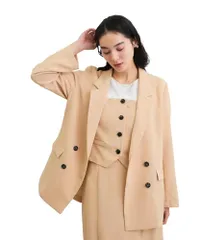 新品 [ビス] 美easy リネンライクリラックスジャケット【接触冷感/洗える】【セットアップ対応】 オレンジ M