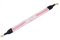 【206028】Christian Dior クリスチャンディオール  ショルダー ストラップ エンブロイダリー ピンク×ホワイト