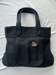 (実物) Vivienne Westwood ヴィヴィアン・ウエストウッド OF ロゴ ボタン ウール トート バッグ ハンドバッグ