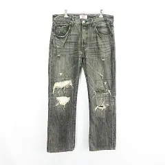 リーバイス Levi's 501 08501-0275 デニム ジーンズ ボトムス ストレート ボタンフライ ユーズド加工 リペア加工 32 ブラック ※EKM