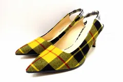 【219941】FABIO RUSCONI ファビオルスコーニ  タータンチェック　ポインテッドトゥ バックストラップ パンプス  ・35