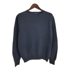Polo by Ralph Lauren ポロ ラルフローレン ワンポイントロゴ コットン ニット セーター ネイビー(メンズ L)中古 古着 T8726
