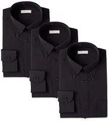 新品 [ドレスコード101] 形態安定 ワイシャツ メンズ(黒 セット 3枚) 選べる半袖・長袖 SHIRT-BLACK-3SET メンズ 長袖 黒シャツボタンボタン3枚 日本 4L (日本サイズ4L相当)