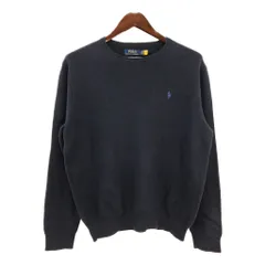 Polo by Ralph Lauren ポロ ラルフローレン ハイゲージ コットンニット セーター ワンポイントロゴ ネイビー(メンズ L)中古 古着 T9482