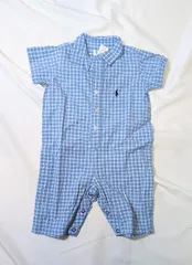 【220148】RALPH LAUREN ラルフローレン  ロンパース　キッズ　ベビー服　チェック柄　コットン100％　サイズ6M  ・ ブルー