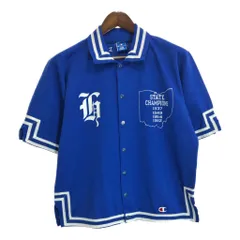 90年代 USA製 Champion チャンピオン 半袖 ジャージジャケット カレッジ ブルー(メンズ MEDIUM)中古 古着 U1137