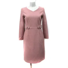 プロポーション ボディドレッシング PROPORTION BODY DRESSING ワンピース ひざ丈 長袖 2 M ピンク /YI
