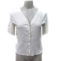 プロポーション ボディドレッシング PROPORTION BODY DRESSING カーディガン ニット リブ 半袖 3 M～L 白 ホワイト /YI