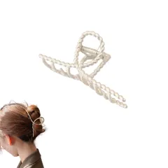 バンスクリップ リボン ヘアクリップパール 韓国風 ヘアクリップ ヘアクロー 大きめ おしゃれ 髪留め クリップ しっかりとまる 結婚式 ヘア バレッタ かわいい 可愛い 韓国 まとめ髪 ヘアアクセ 髪飾り ヘアアレンジ (シルバーB) [シルバーB]