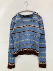 Reference Point ニット/セーター M ブルー ウール・ニット ナイロン その他総柄 ショート丈 長袖 Vネック