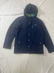 【220294】Patagonia パタゴニア  キッズ　ボーイズ　ジャケット　裏地ボア　フード付き　L12  ・ ネイビー/マルチカラー