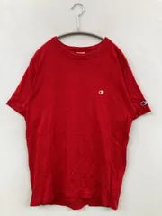 Champion チャンピオン Tシャツ/カットソー MEDIUM レッド 無地 ワンポイント ブランドロゴ ミドル丈 半袖 クルーネック(丸首)