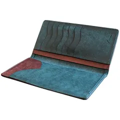 新品 LITSTA Bill Case 札入れ 長財布 薄い スリム イタリアンレザー 青緑 BLUE GREEN (pueblo)