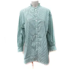 ロペピクニック ROPE Picnic シャツワンピース ストライプ フリル 長袖 38 M 緑 グリーン /YI