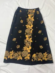 【221429】 avienne 東京スタイル　ロングスカート　フレア　花柄　38  ・ ブラック