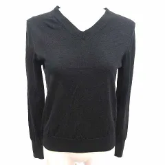 アンタイトル UNTITLED ニット カットソー Vネック 長袖 ウール 2 M 黒 ブラック /YK