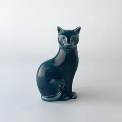 英国 Poole Pottery 猫 オブジェ 陶器 フィギュア 置物 セラミック 