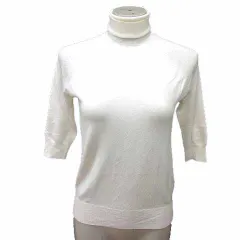 ザラ ZARA ニット カットソー タートルネック 五分袖 S 白 ホワイト /YK