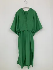 Lowy by Corners ローウィバイコーナーズ ワンピース M グリーン 無地 半端袖 ロング・マキシ丈 フレア