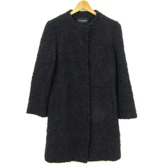 ユナイテッドアローズ ノーカラーコート ウール混 アウター レディース 38サイズ ネイビー UNITED ARROWS 【中古】