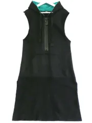 【224167】DIESEL ディーゼル  プルオーバーハーフジップ　ダメージロングパーカー/ベストワンピ  ・S ブラック|グリーン