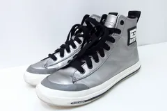【224192】DIESEL ディーゼル  ハイカット スニーカー レザー  ・24.0ｃｍ ガンメタシルバー×ブラック