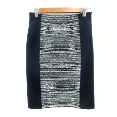 アナイ ANAYI タイトスカート ひざ丈 ツイード 切替 36 S 紺 ネイビー /MN